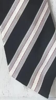 DONALD J. TRUMP Signature Collection Men's Silk Repp Tie Black Silver Handmade